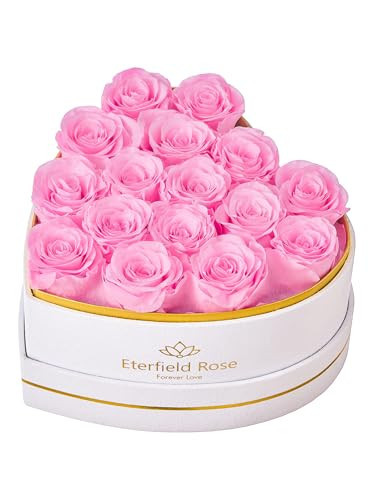 Eterfield 16 Forever Flowers in Heart Shape Box, Preserved Roses That Last a Year Preserved Flowers Birthday Gifts for Her Mom Women Wife Anniversary Valentines Day Mothers Day Christmas, Light Pink | Amazon (US)