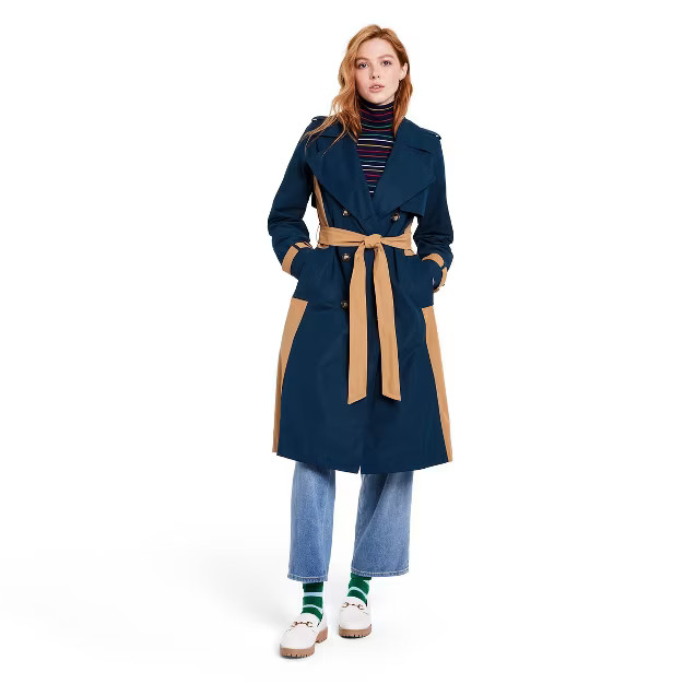 Women's Side Stripe Trench Coat - La Ligne x Target Navy/Tan | Target