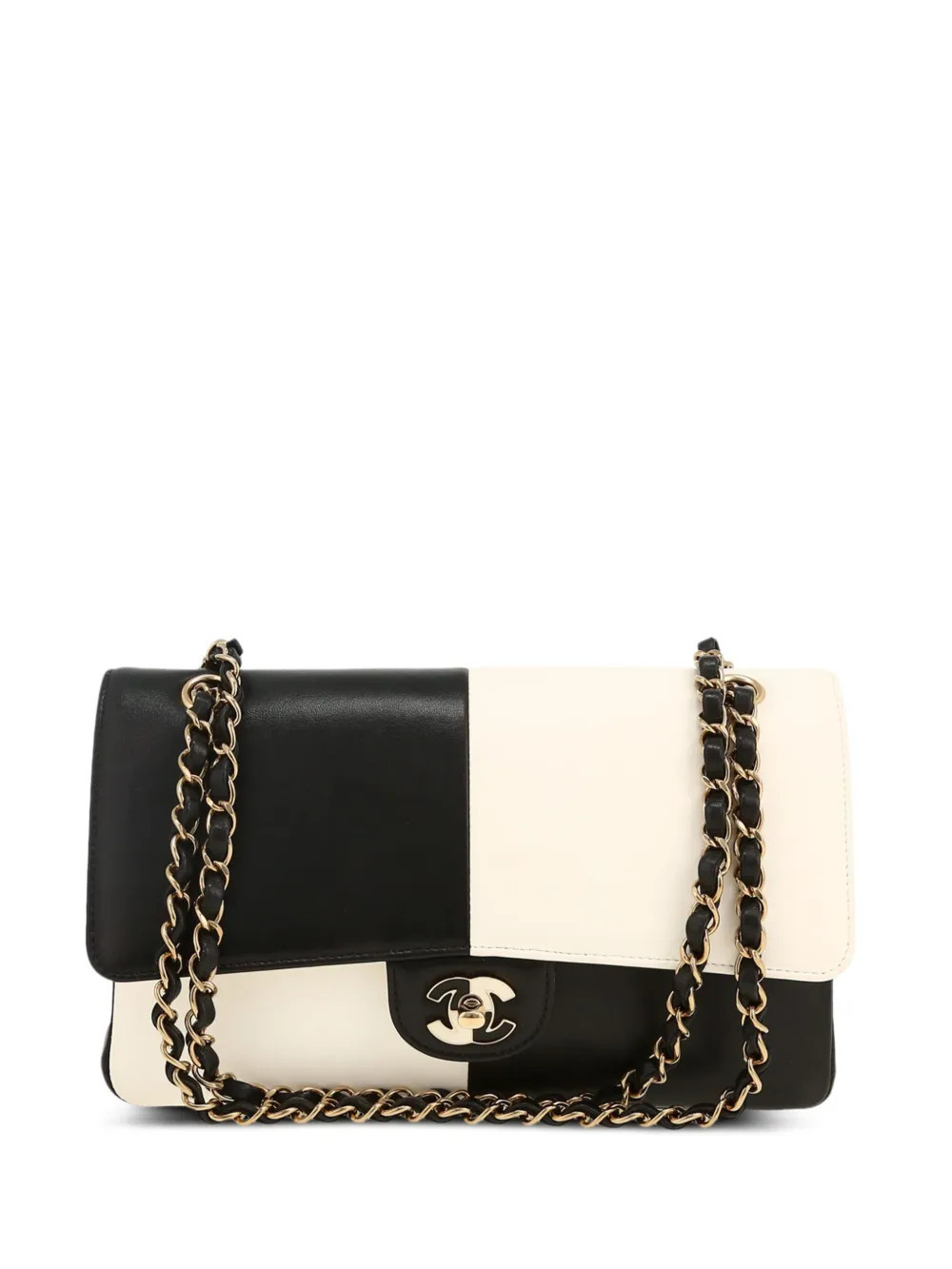 CHANEL Pre-Owned bicolor leather chain shoulder bag - Black | Farfetch Global