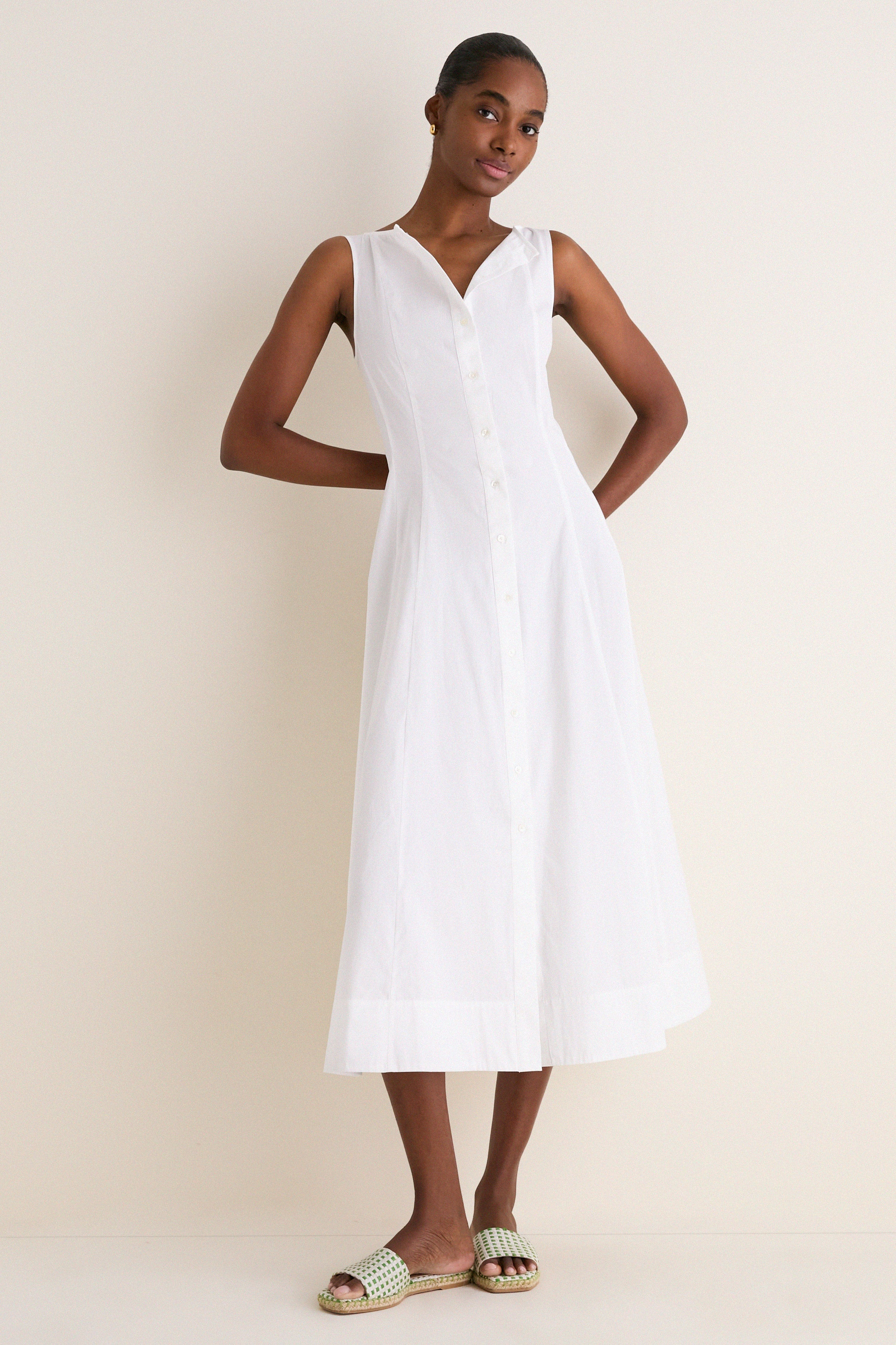 White Cotton Boat Neck Dress | Tuckernuck (US)