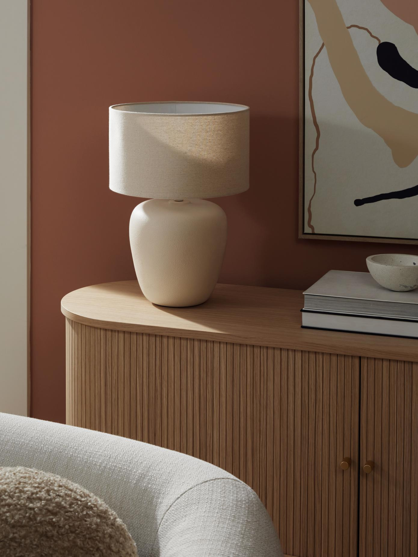 Große Keramik-Tischlampe Eileen in Beige | WestwingNow EU