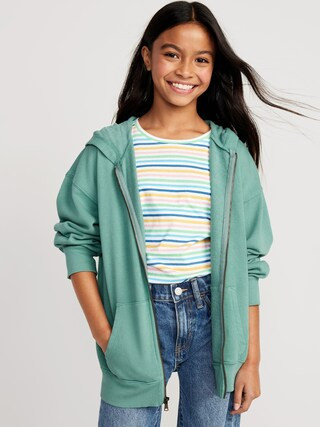 French Terry Zip Tunic Hoodie for Girls | Old Navy (US)