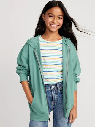 French Terry Zip Tunic Hoodie for Girls | Old Navy (US)