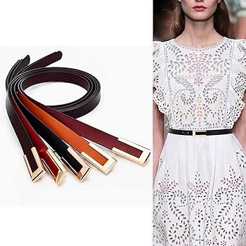CB Women Fashion Soft Genuine Leather Belts Waist Belt Gold Solid Color Buckle Waistband For Pant... | Amazon (CA)