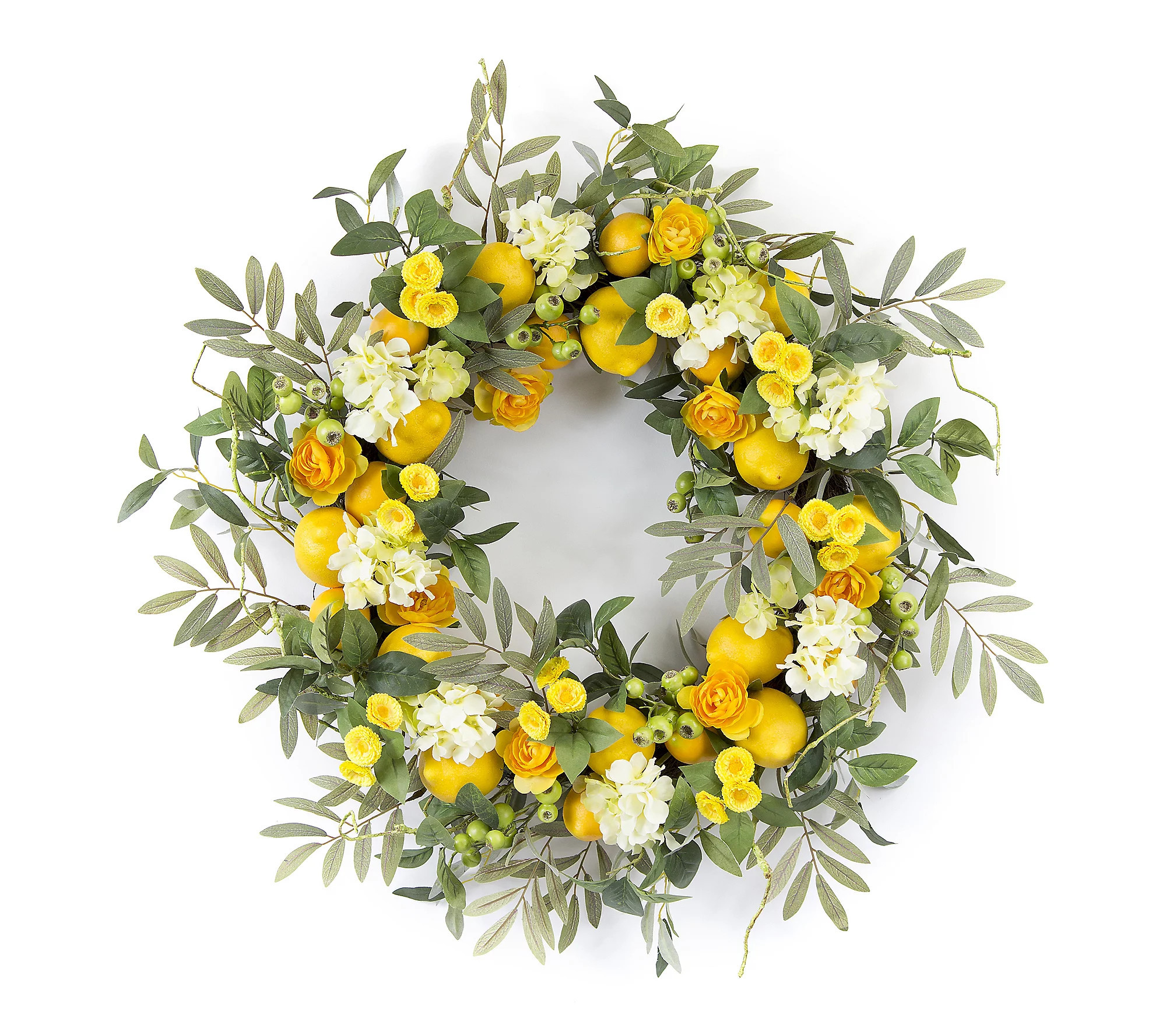 Melrose International Lemon Floral Wreath 28""D | QVC