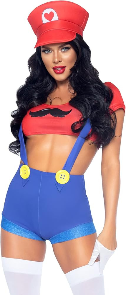 Leg Avenue Women's 3 Pc Sexy Gamer Babe Costume with Crop Top, Suspender Shorts, Hat | Amazon (US)