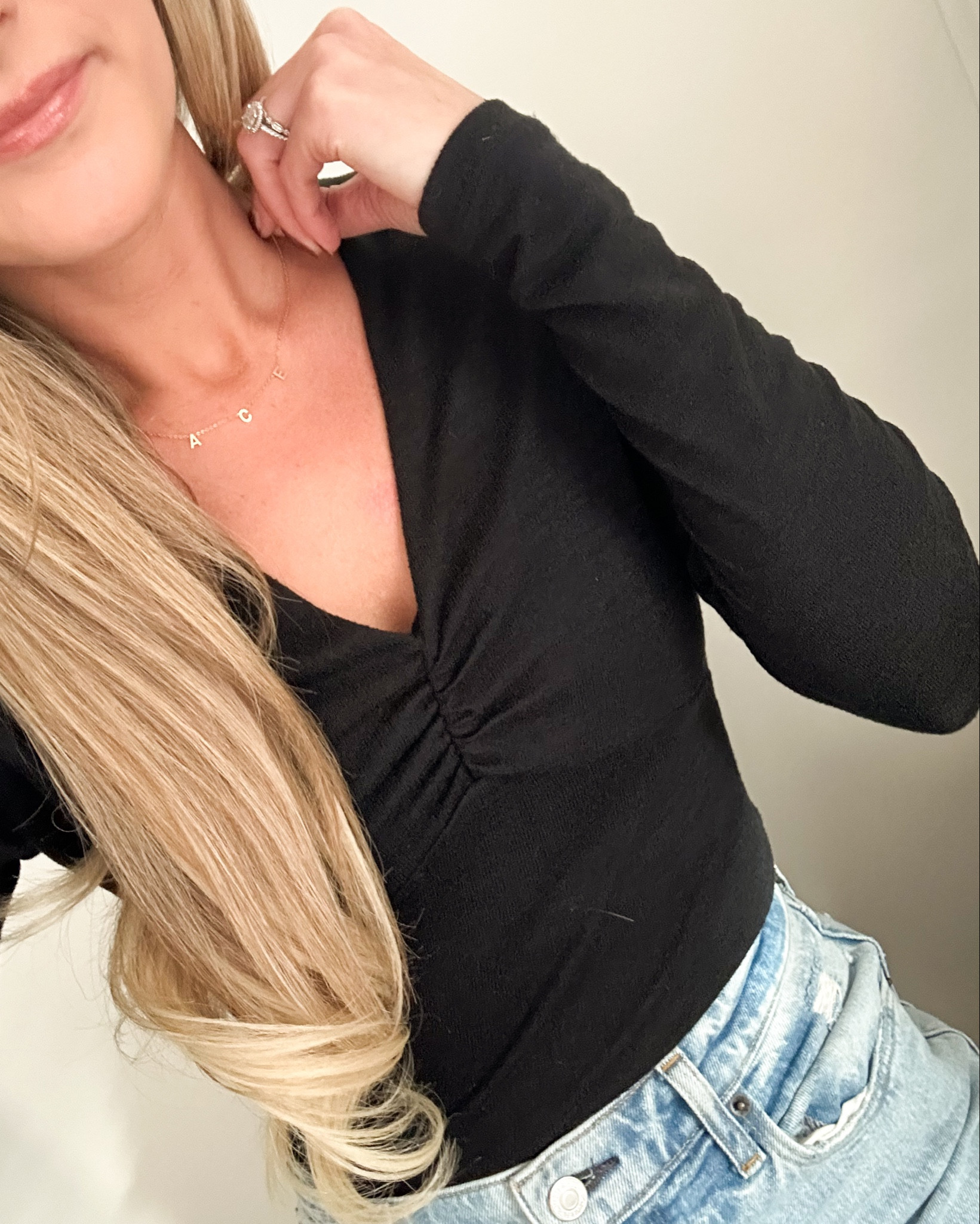 This custom necklace would make a great personalized gift for the holidays! 🥹

Details: Cheyenne Necklace from Set & Stones in the color gold. I love how dainty and simple it is.✨ It’s currently 25% off. Order by 11.21 to receive it just in time for Christmas. 

Bodysuit and jeans are @abercrombie 🤍

#LTKGiftGuide #LTKHoliday #LTKStyleTip