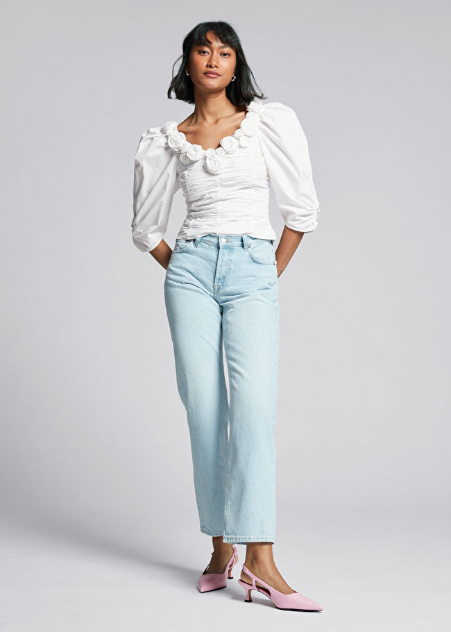 Rose Adorned Balloon Sleeve Blouse | & Other Stories US