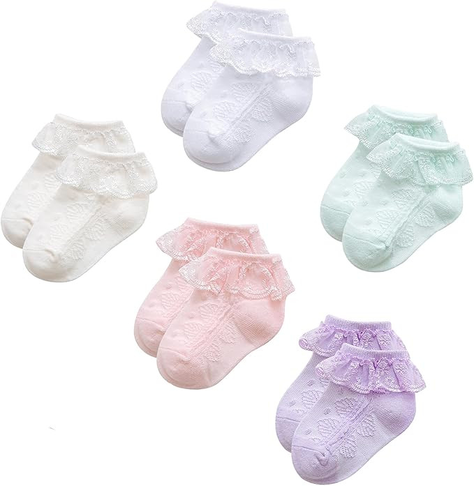 Durio Baby Socks Girls Ruffle Socks Soft Toddler Girl Socks Cute Frilly Dress Lace Socks for Todd... | Amazon (US)