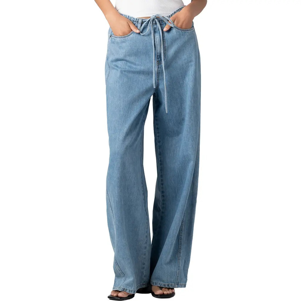 BLANKNYC The Low Rise Baggy Fit Drawstring Jeans in Passing Time - Medium Indigo at Nordstrom, Si... | Nordstrom