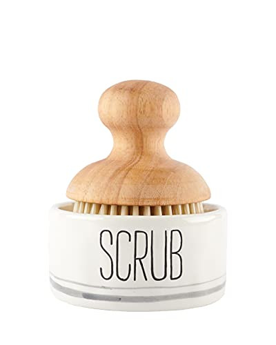 Mud Pie Wooden Scrub Brush and Ceramic Base Set | Amazon (US)