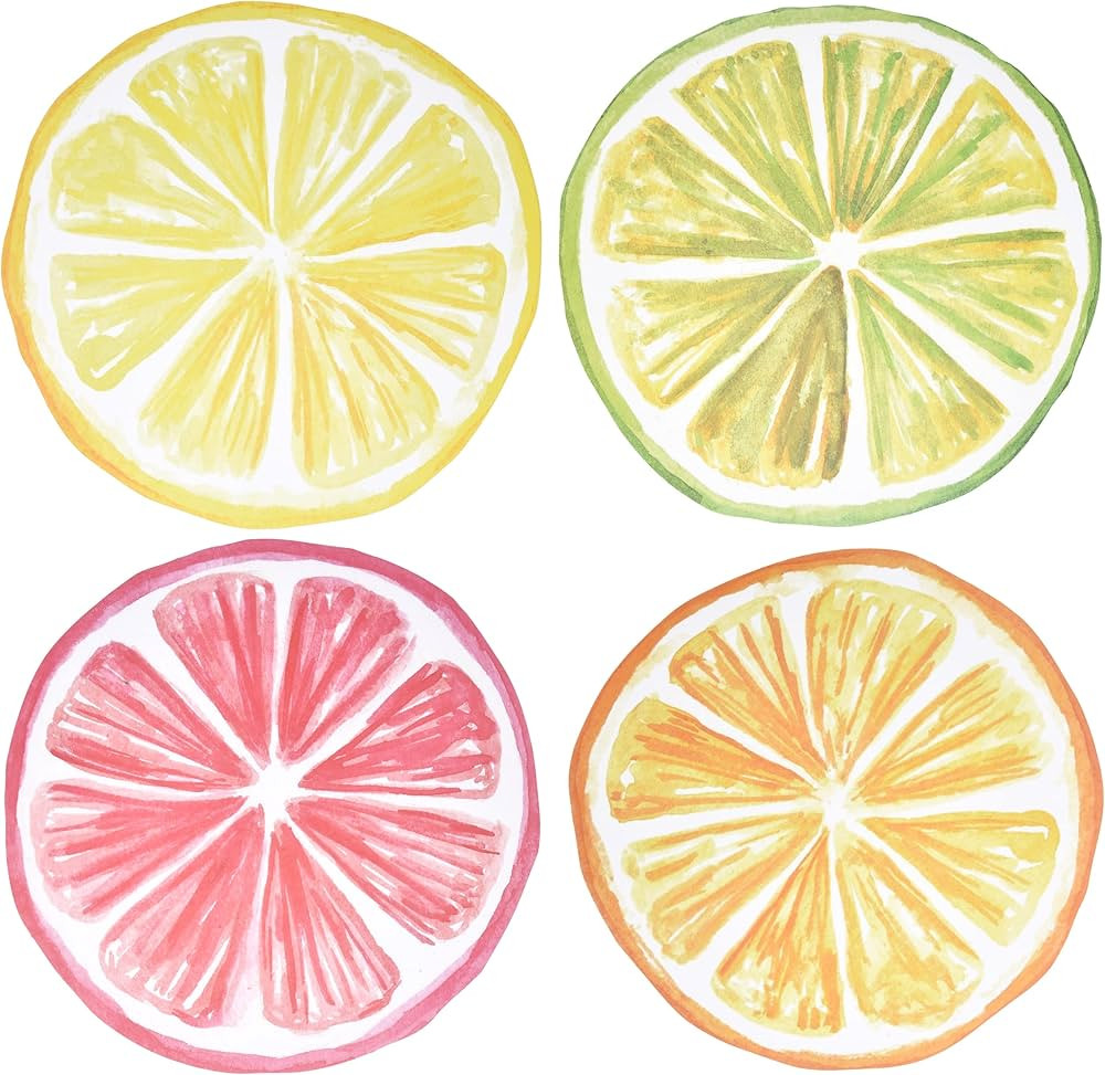 Disposable Round Citrus Fruit Paper Place Mats 60 Pack 13.5" Summer Tropical Fruits Slices Lemon ... | Amazon (US)