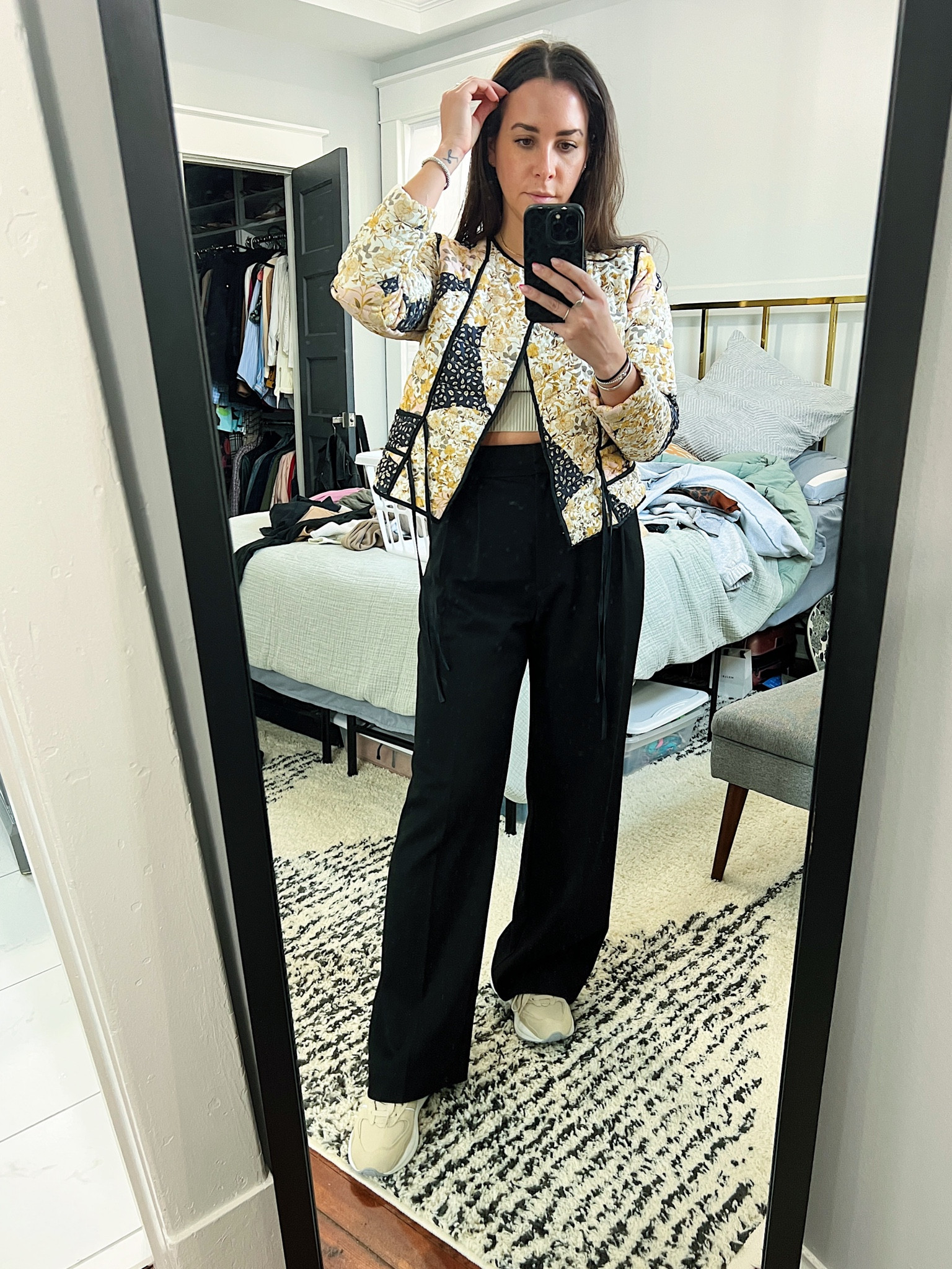 My new fave travel outfit. Fun & comfy lightweight jacket + crop top + elastic pants + sneakers.

Airport style. Travel style. Comfortable travel.

#LTKstyletip #LTKtravel #LTKfit