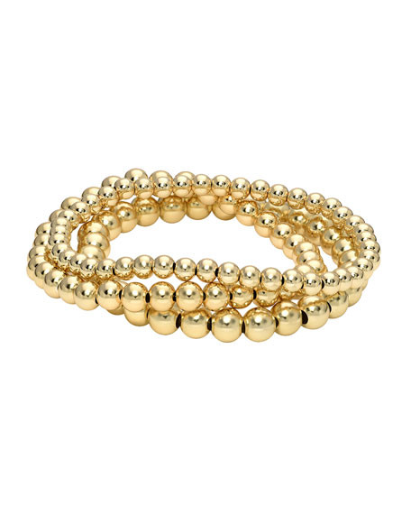 Zoe Lev Jewelry Gold-Fill Bead Bracelet Stack, Set of 3 | Neiman Marcus