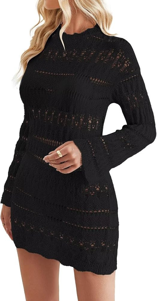 Falechay Swimsuit Coverup for Women Bathing Suit Beach Swimwear Bikini Cover Ups Crochet Mesh Dre... | Amazon (US)