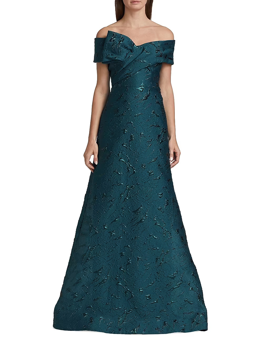 Teri Jon by Rickie Freeman Half Bow Jacquard Gown | Saks Fifth Avenue
