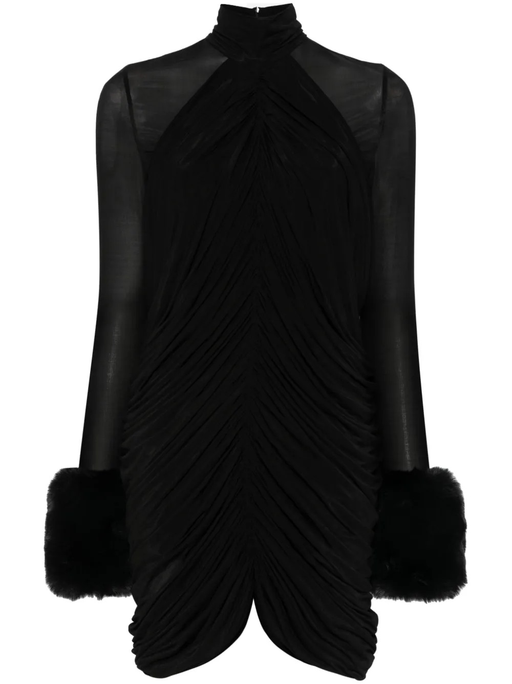Magda Butrym Ruched high-neck Mini Dress | Black | FARFETCH DE | Farfetch Global