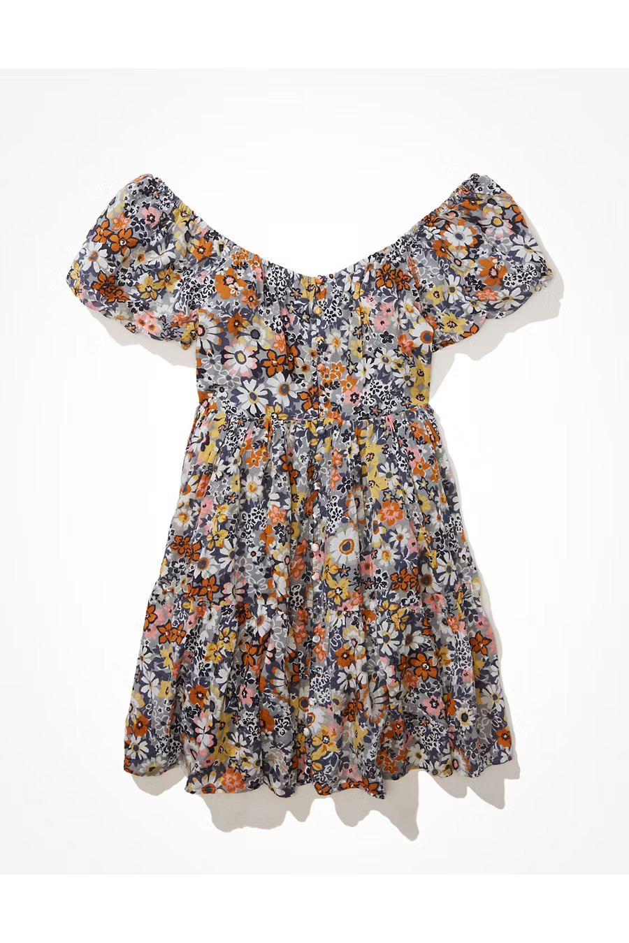 AE Floral Button-Front Mini Dress | American Eagle Outfitters (US & CA)