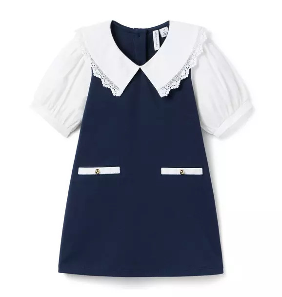 Lace Trim Collar Ponte Dress | Janie and Jack
