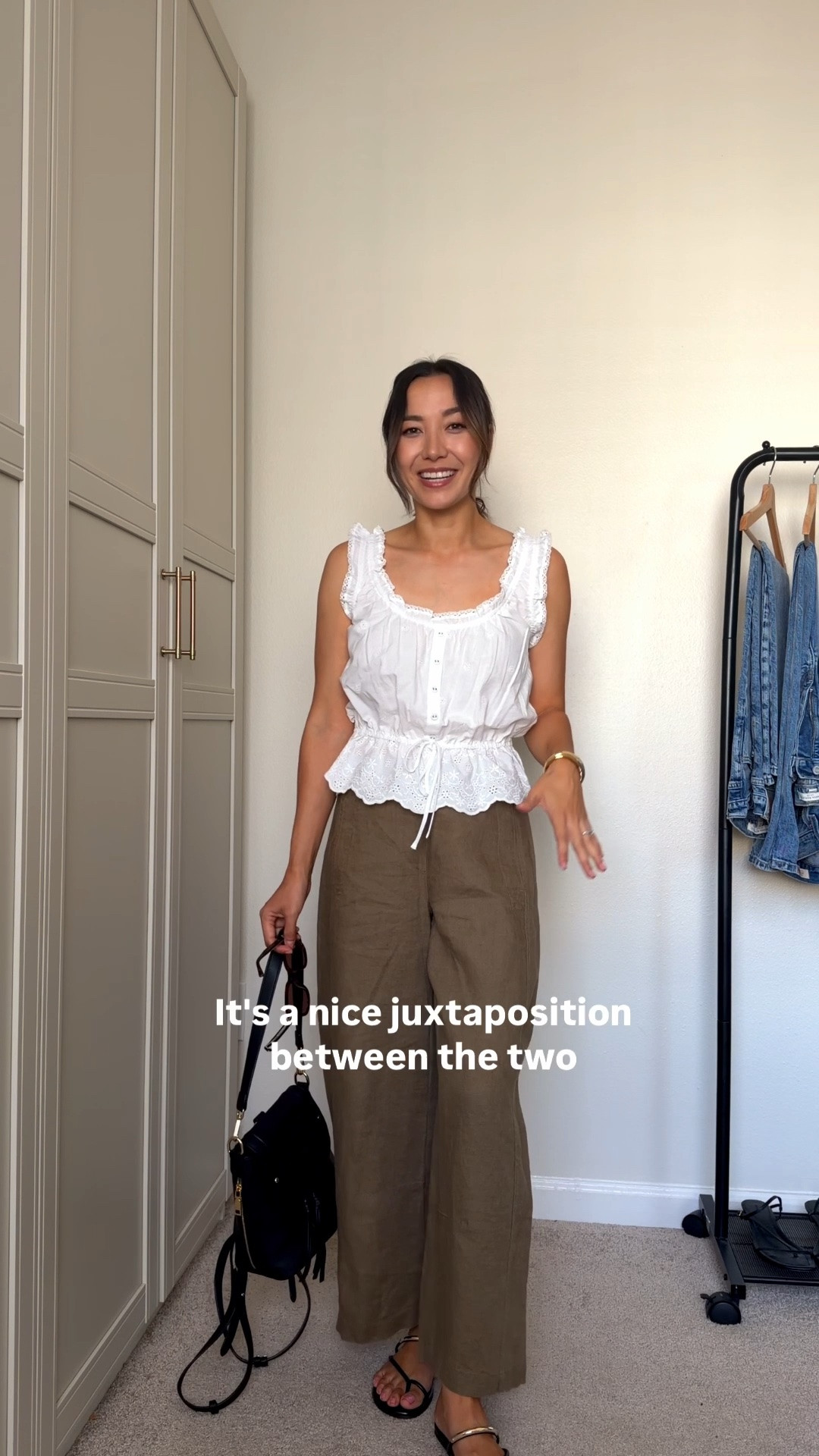 Summer cute top - - under $30 target find 

Target Poplin top - wearing small (runs loose in the sleeves a bit) 

BR linen painter pant xs