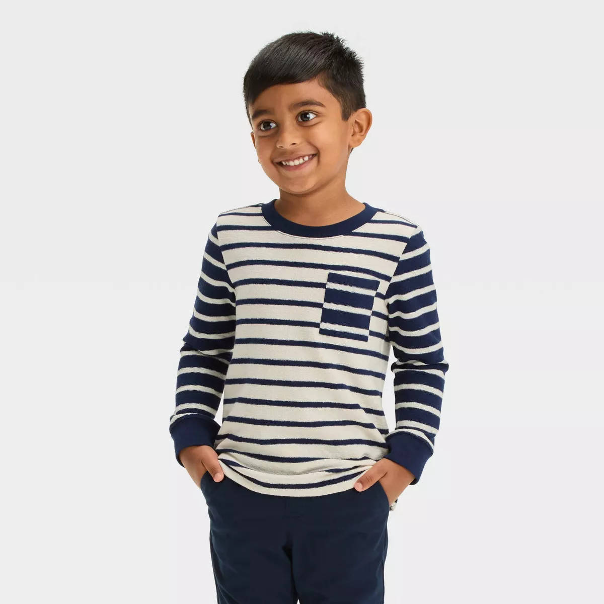 Toddler Boys' Long Sleeve Striped Pocket T-Shirt - Cat & Jack™ | Target
