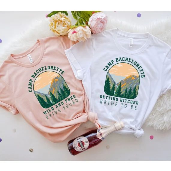 Camp Bachelorette Camping Hiking Bachelorette Party Shirts Matching Bridesmaid Tees Bach Party Fa... | Etsy (US)