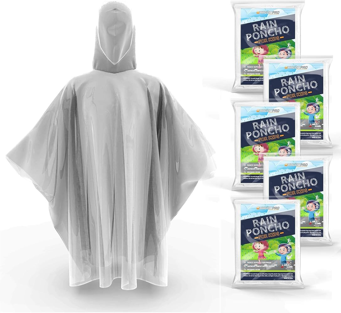 Hagon PRO Disposable Rain Ponchos for Kids (5 Pack) | Amazon (US)