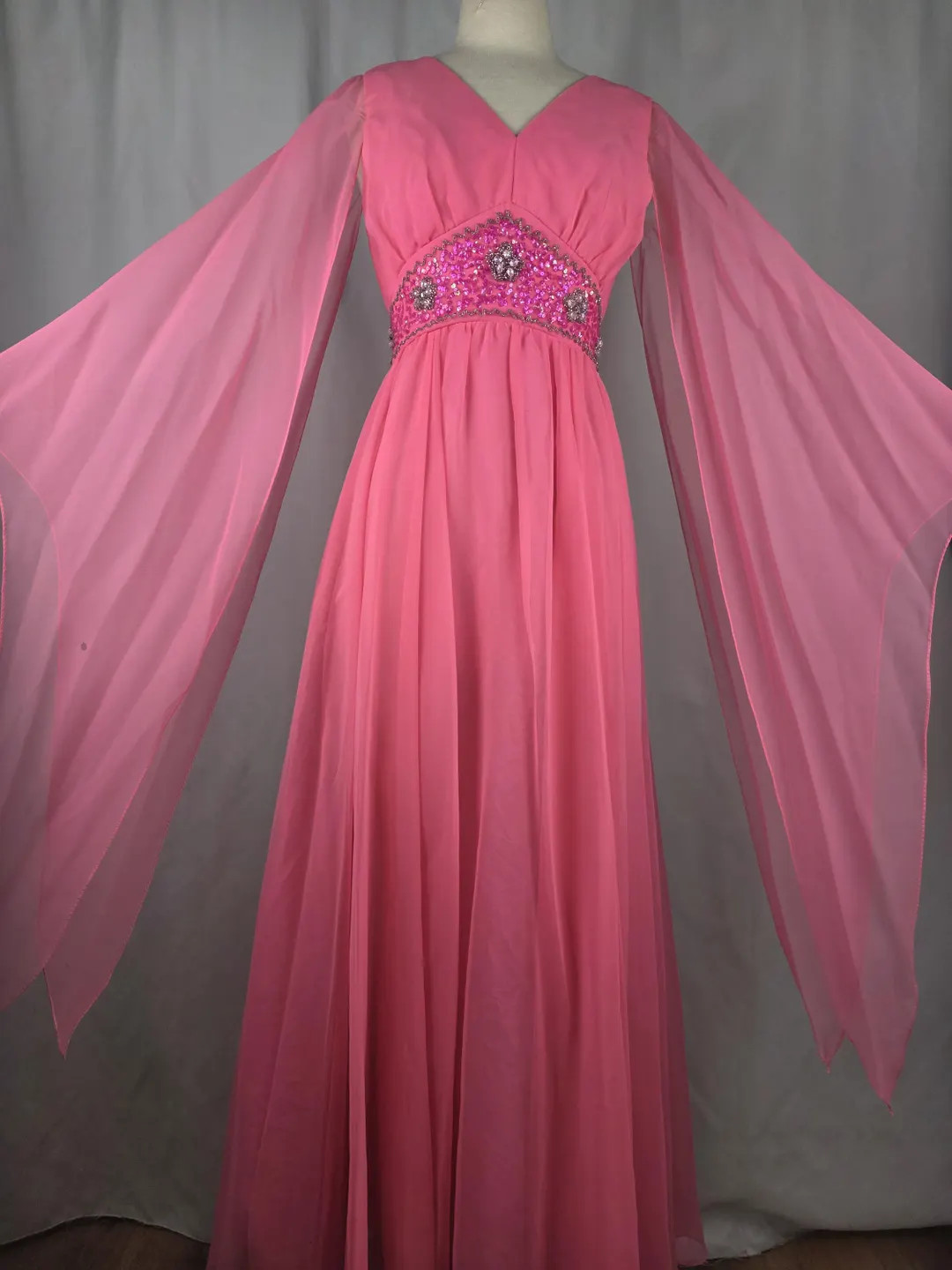 1970s Vintage Sheer Ethereal Bohemian Maxi Dress - Etsy | Etsy (US)