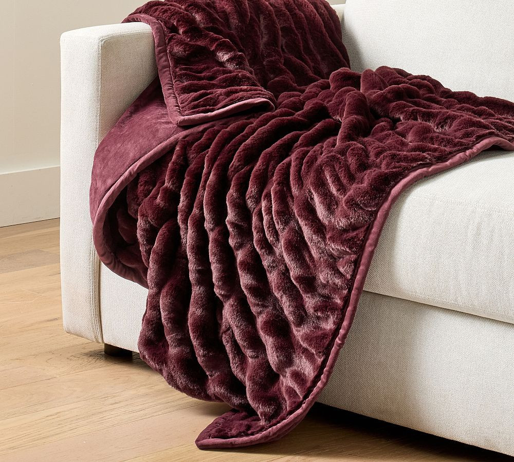Faux Fur Ruched Throw | Pottery Barn (US)