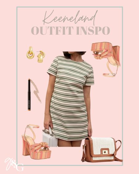 Keeneland outfit inspo // spring outfit inspo // striped dress, raffia heels, gold earrings 

#LTKstyletip #LTKSeasonal #LTKshoecrush