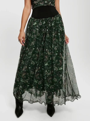 Shapewear Paisley High Waist A-Line Maxi Skirt | Popilush
