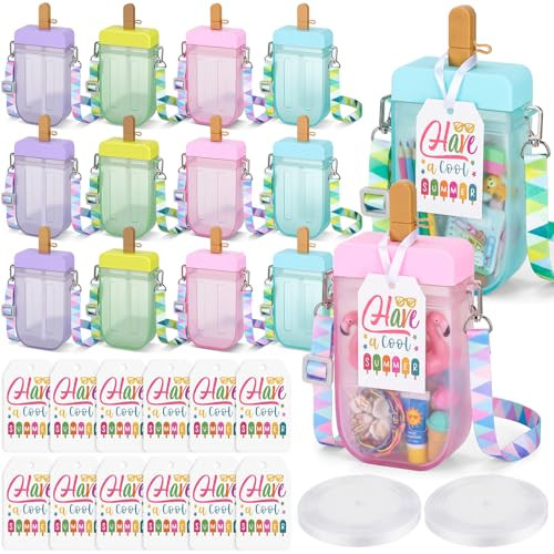 Amazon.com: LemonRoad 12 Pcs Ice Cream Water Bottles with Straws Kawaii 10oz Plastic Ice Pop Cups... | Amazon (US)