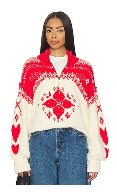 Free People Mythical Sweater in Vanilla Scarlet Combo from Revolve.com | Revolve Clothing (Global)
