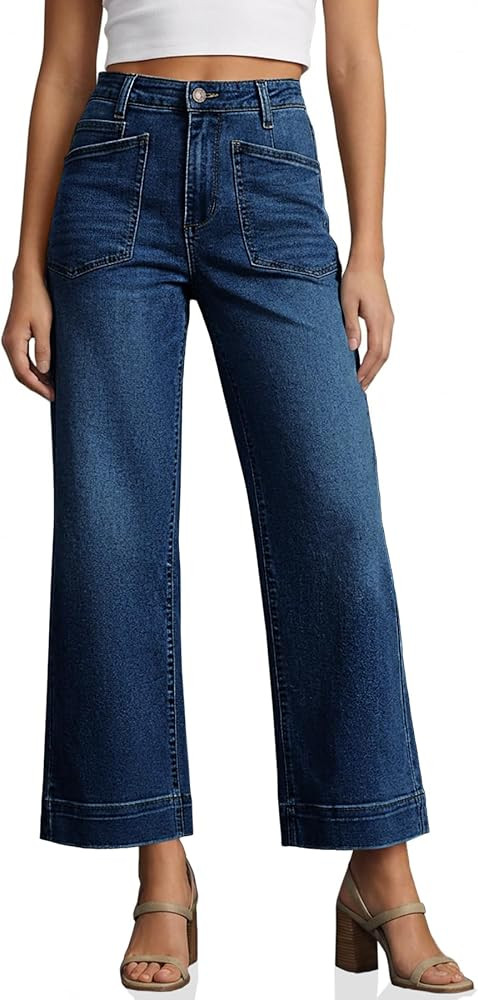Cicy Bell Womens Cropped Wide Leg Jeans Stretchy High Waisted Trendy Capri Baggy Denim Ankle Pant... | Amazon (US)