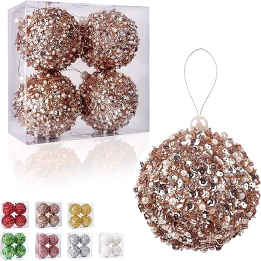 4.25" Christmas Ball Ornaments 4pc Set Shatterproof Christmas Decorations Tree Balls for Xmas Tr... | Amazon (US)