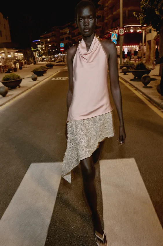 CONTRAST SEQUIN MIDI DRESS | Zara UK