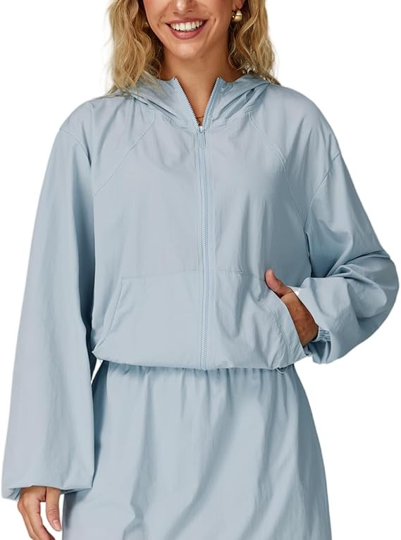 altiland Lightweight Workout Jacket for Women, Cropped Athletic Gym Running Hoodie, UV Protection... | Amazon (US)