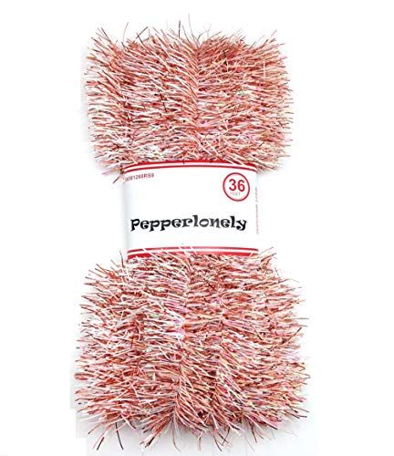 PEPPERLONELY 36 FT Christmas Tinsel Garland Classic Christmas Decorations, Rose Gold/White Pink | Amazon (US)