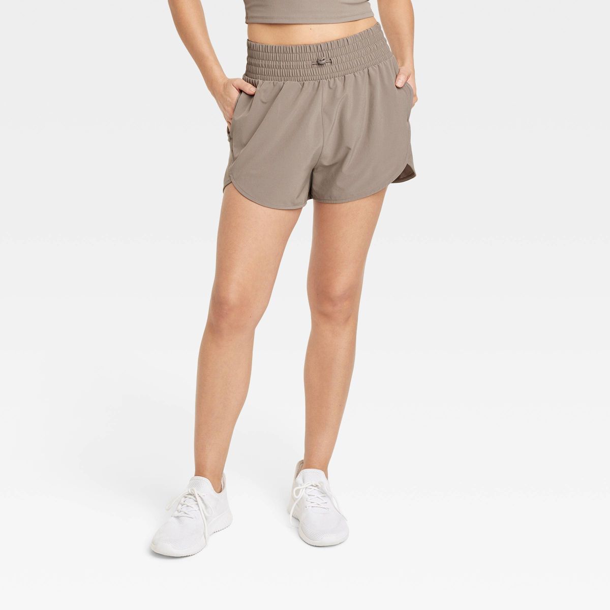 Women's Flex Woven High-Rise Shorts 3" - All In Motion™ Taupe S | Target