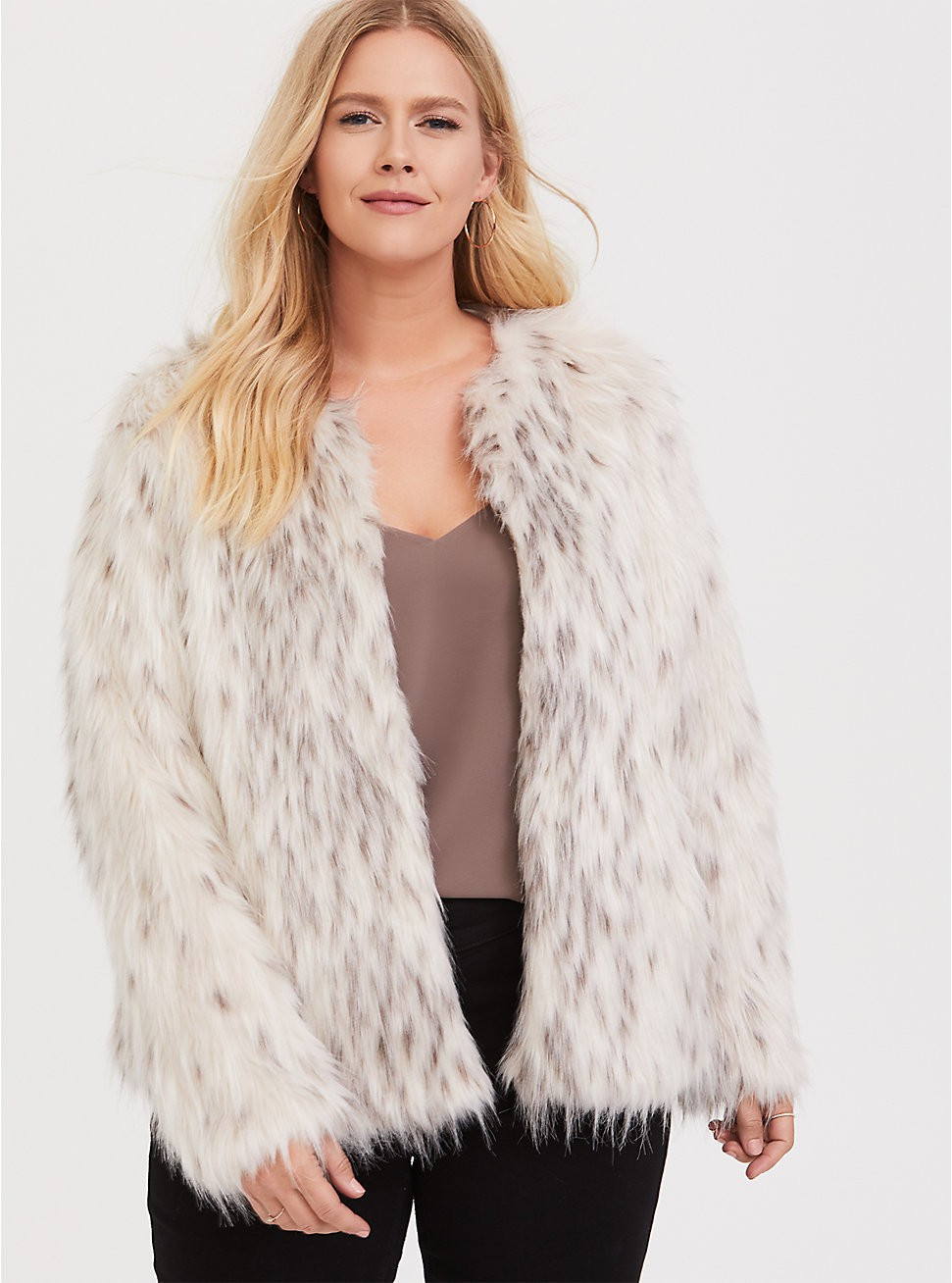 Cream Faux Fur Crop Jacket | Torrid