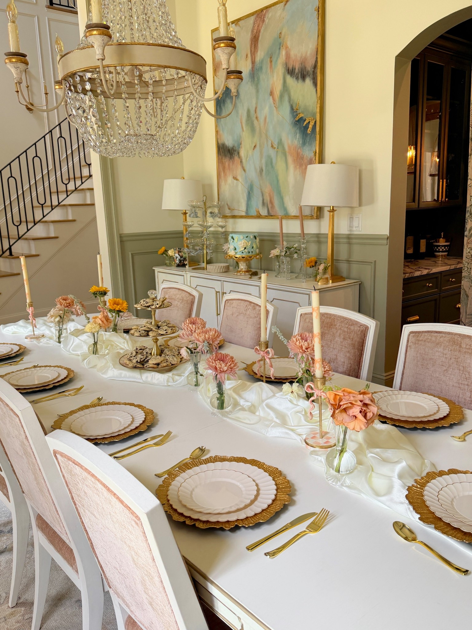 How precious is this table scape we did for my sisters bridal shower?! Everything came out so perfect!

#mackenziechilds #tablescape #diningroom #bridalshower #goldlamp #champagnetower

#LTKHome #LTKSeasonal