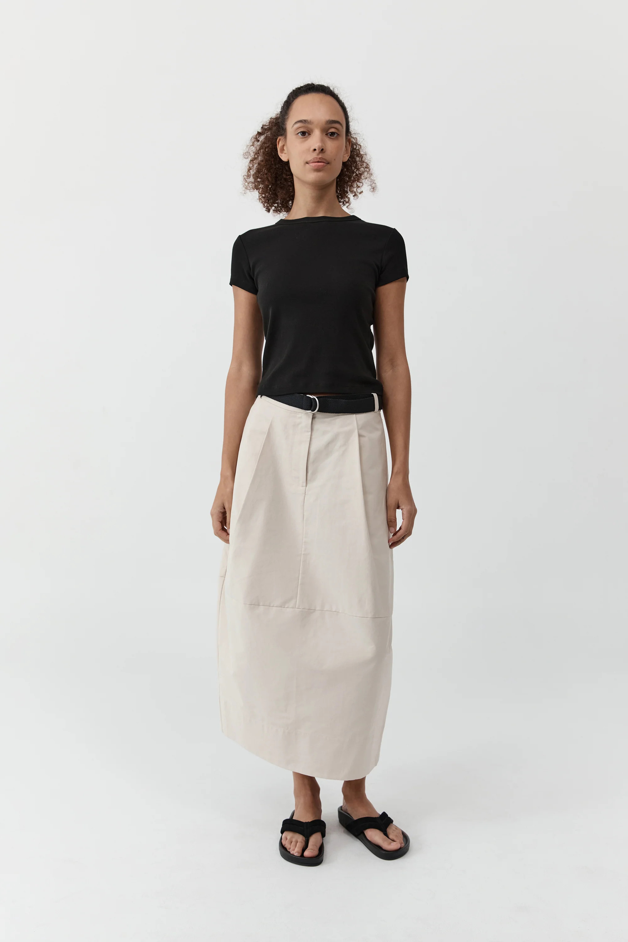 Canvas Pleat Cocoon Skirt - Shell | St. Agni (US, UK, EU)