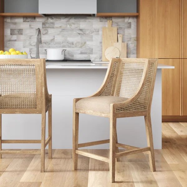 Lonny Solid Wood 25.5'' Counter Stool (Set of 2) | Wayfair North America