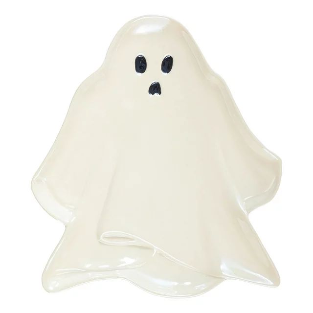 Way to Celebrate 11" White Ghost-Shaped Glazed Ceramic Serving Tray | Walmart (US)