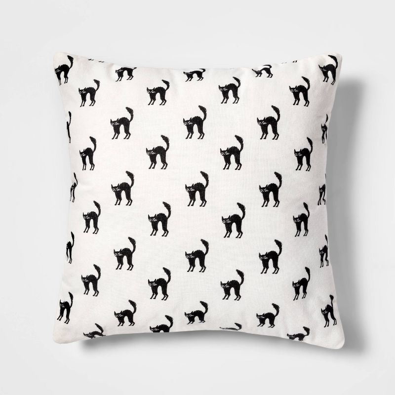 Cat Square Throw Pillow Ivory/Black - Hyde & EEK! Boutique™ | Target