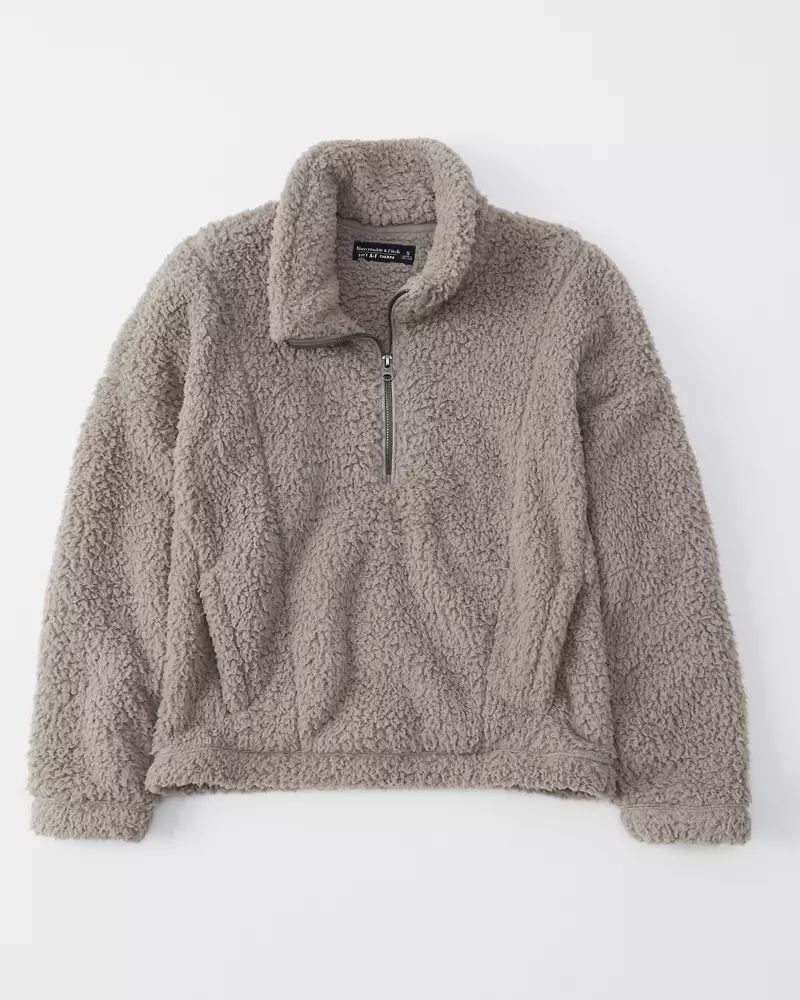 Womens Half-Zip Sherpa Fleece Sweatshirt | Womens Up To 60% Off Select Styles | Abercrombie.com | Abercrombie & Fitch (US)