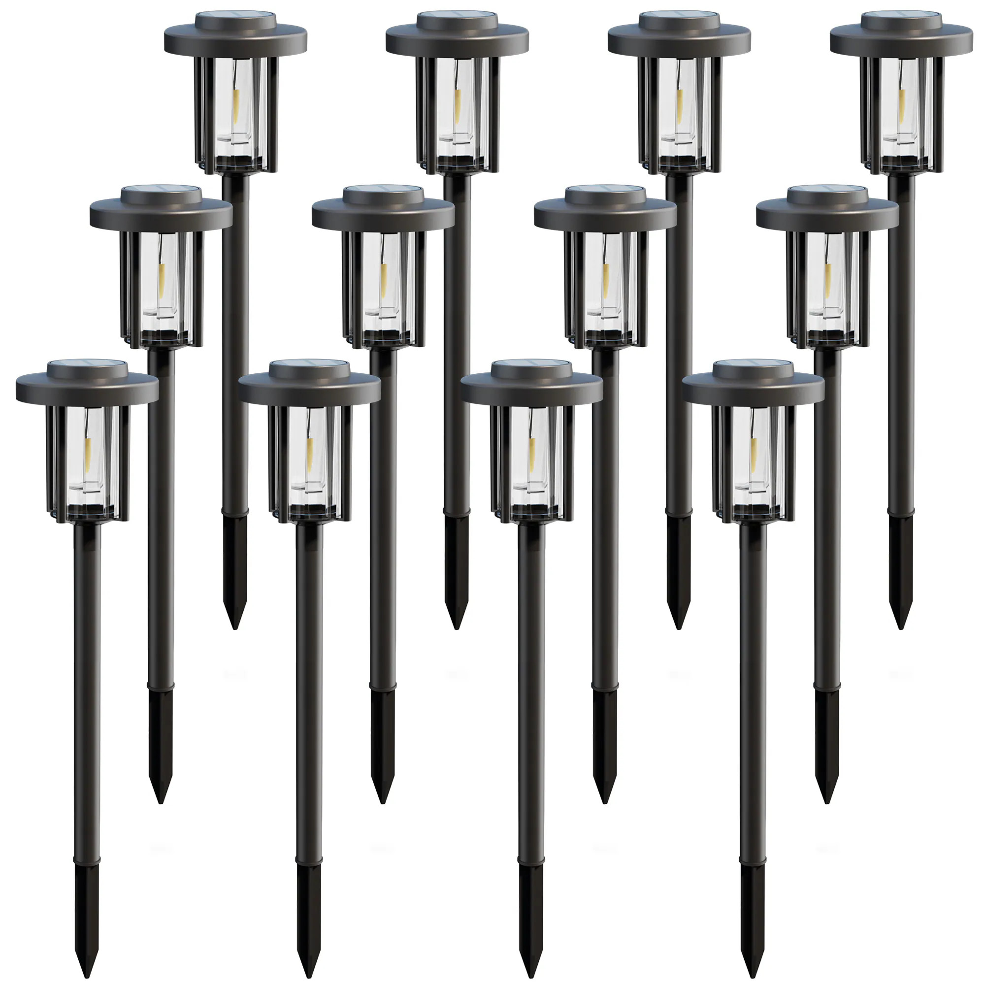 GIGALUMI 12 Pack Solar Pathway Lights IP65 Waterproof LED Outdoor Landscape Lighting Warm White one_size | P-YF-12BW-WL1 | Lowe's