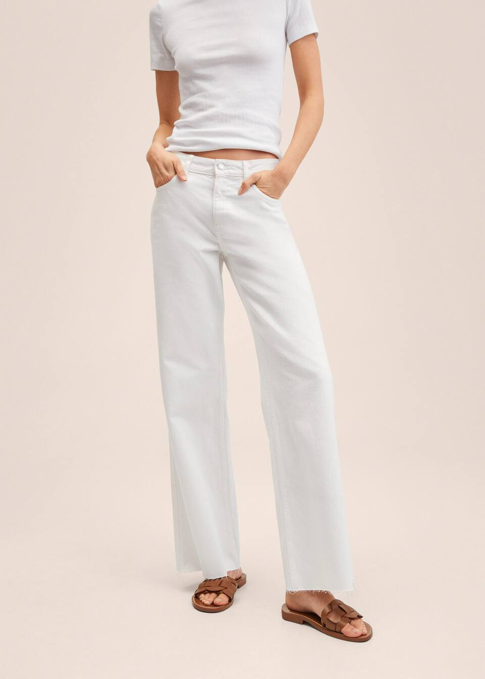 Mid-rise wideleg jeans | MANGO (US)