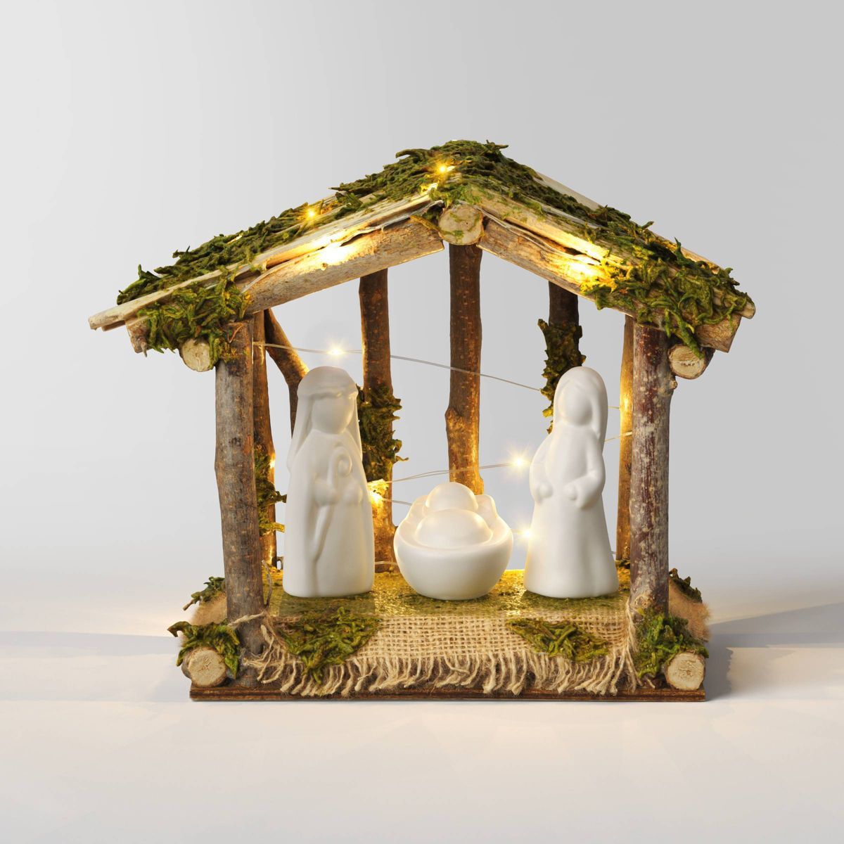 4pc Battery Operated Lit Wood Christmas Nativity Scene Figurine Set - Wondershop™ | Target