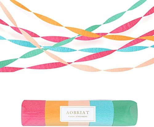 AOBKIAT 5 Rolls Rainbow Party Streamers Crepe Paper,Candyland Party Decorations for Christmas,Bir... | Amazon (US)